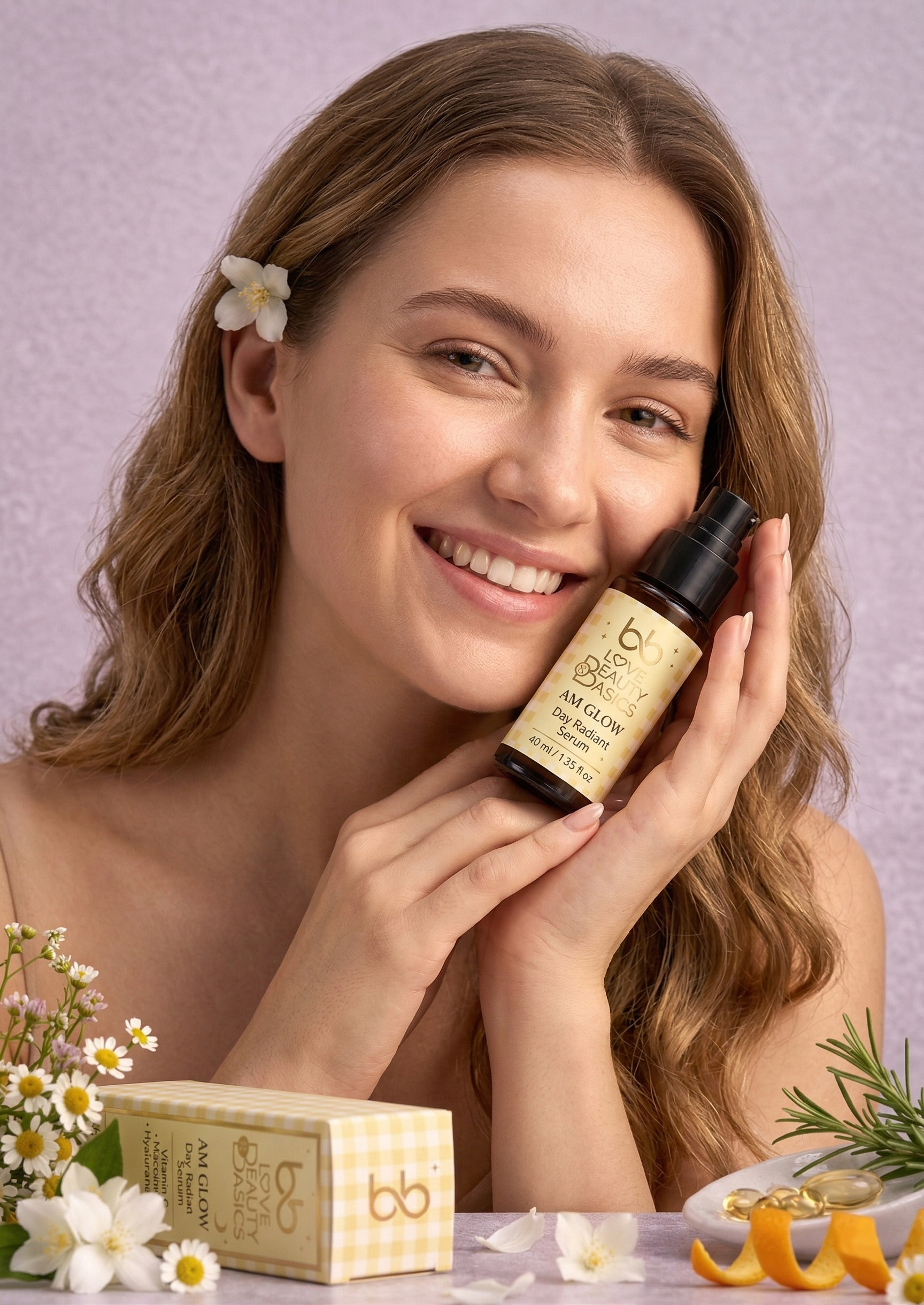 AM Glow shown with a model